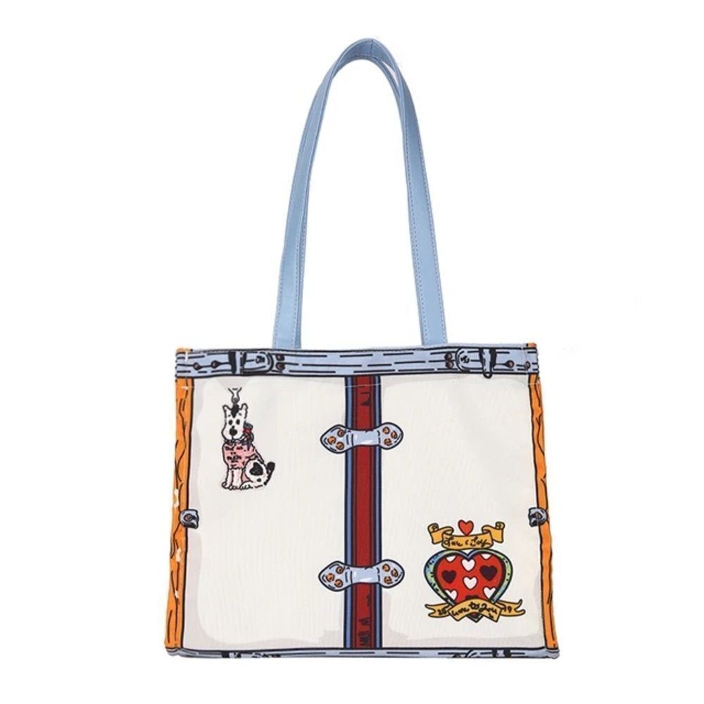*RETIRED* 1991/2019 BRIGHTON “In Love We Trust” Canvas Tote Tom Clancey Dog